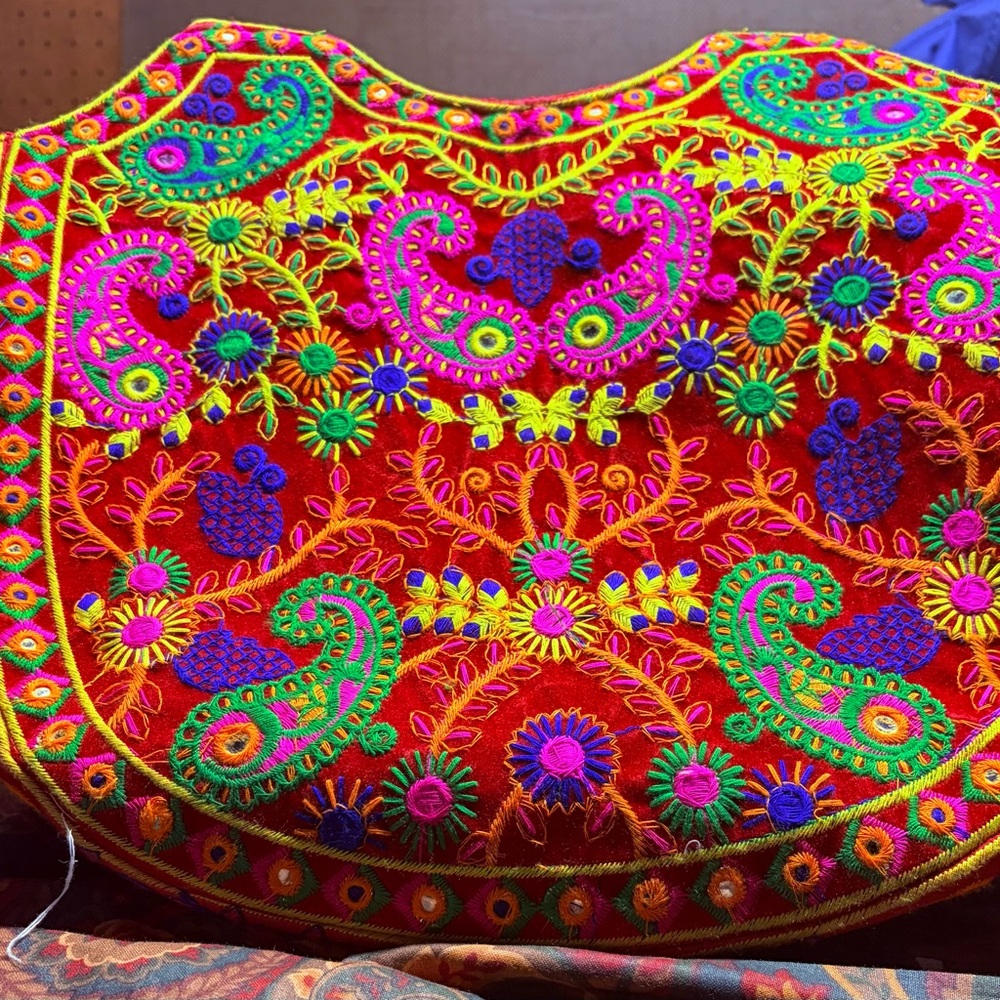 NEW Indian embroidered Red tote.